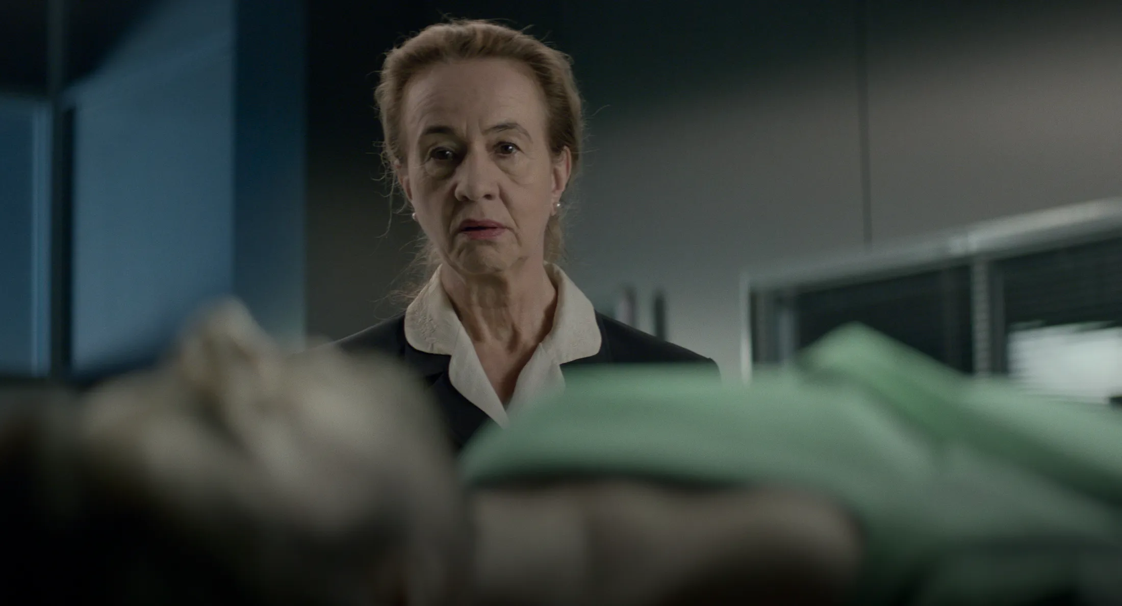 Actress Klara Höfels in a mortuary scene from the film “Eho”