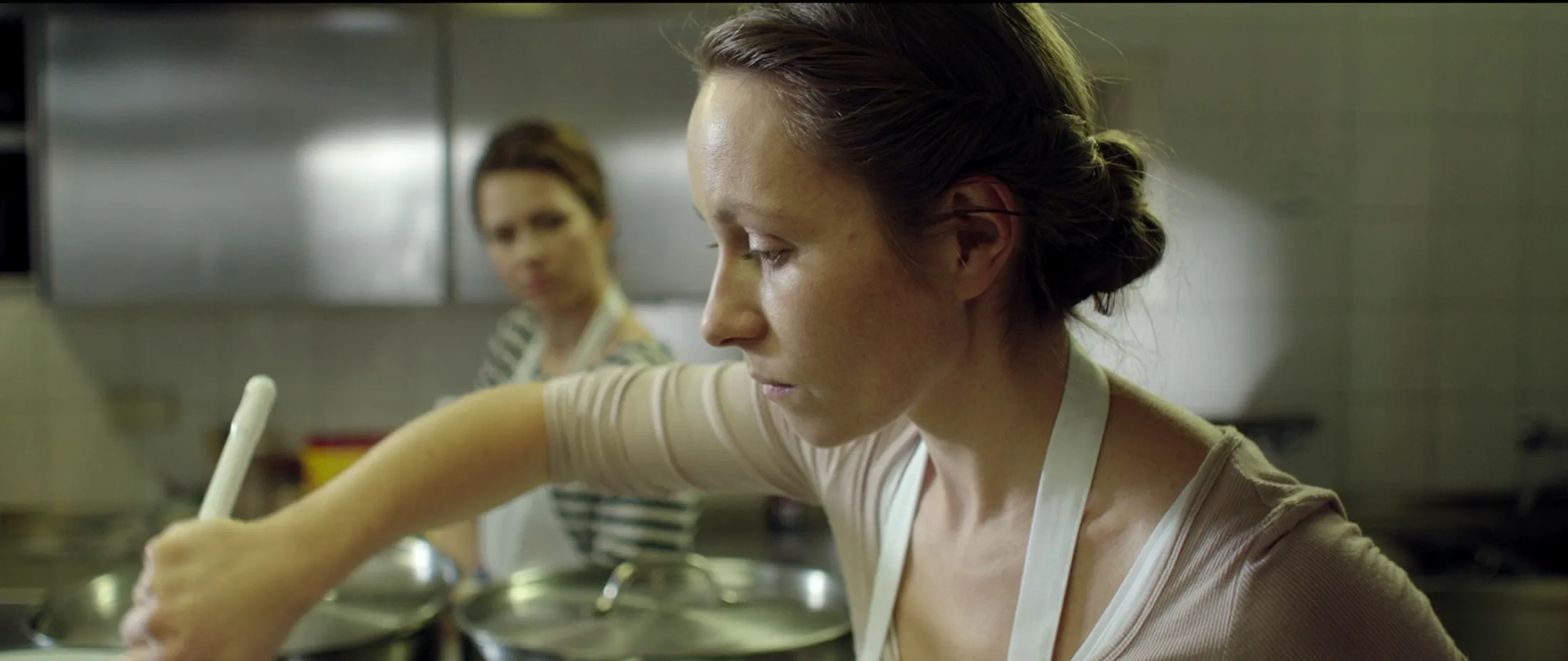 Film scene in the kitchen of the country school hostel