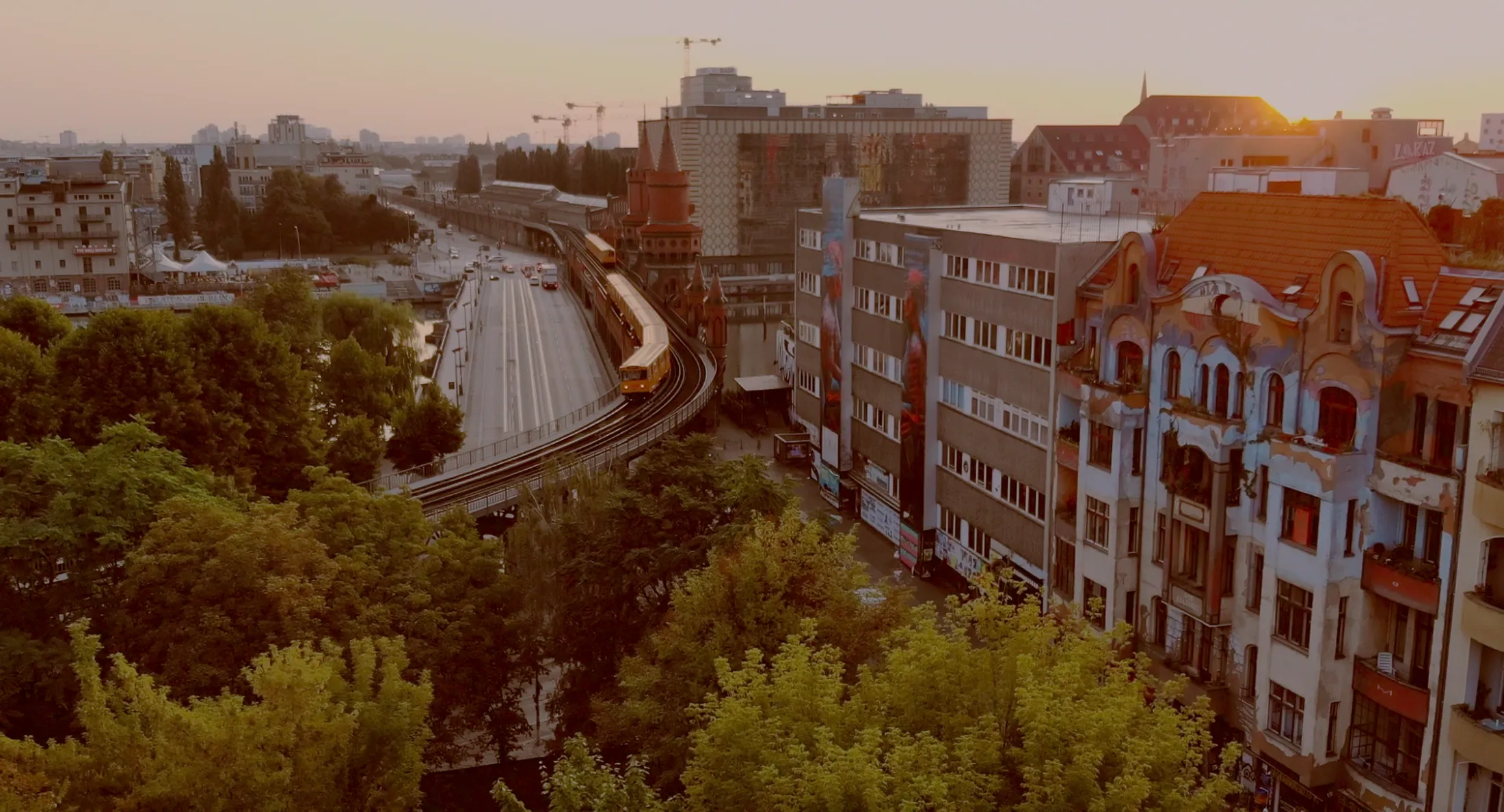 Oberbaum Bridge with passing underground train in the Kiez documentary