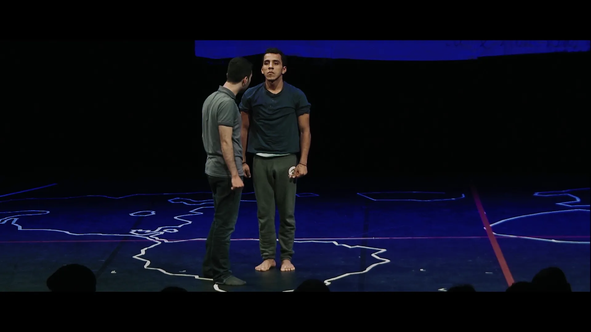 Firas at the theatre performance at the HKW Berlin