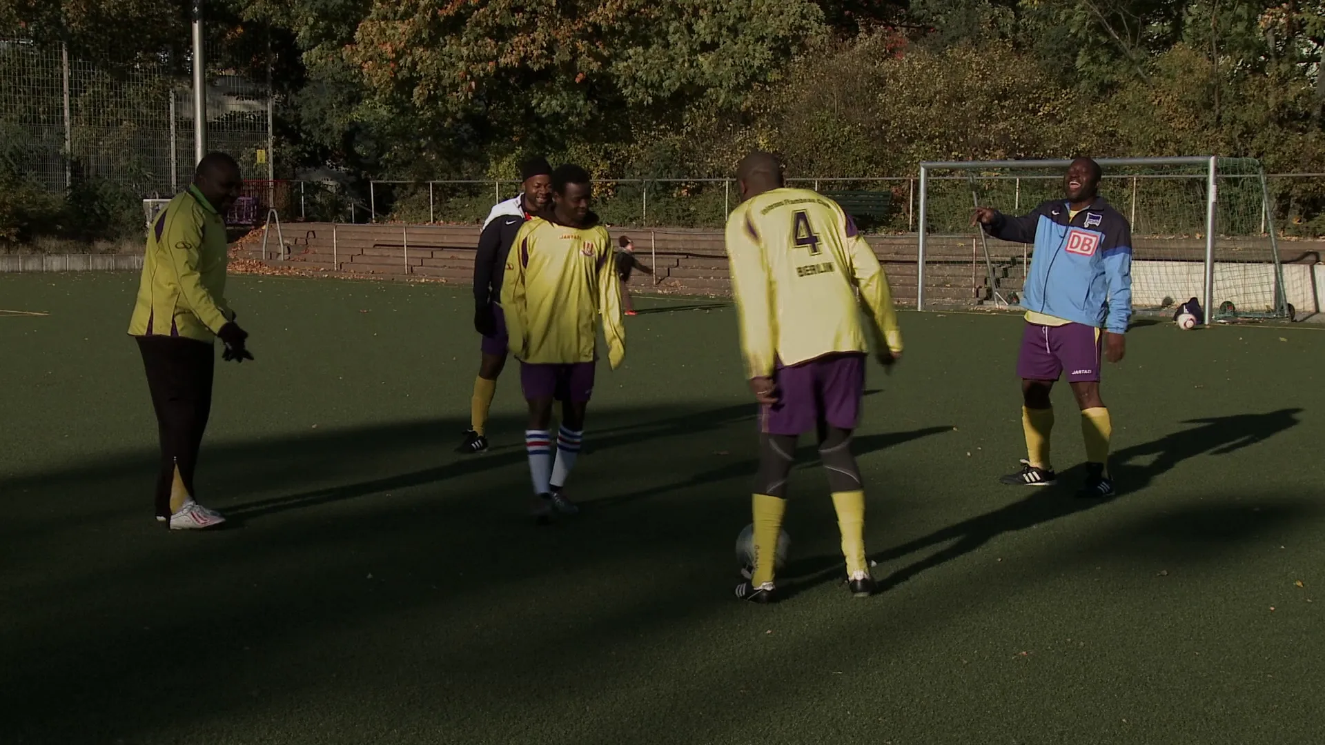 Scene of "Cloud making machine" on the football pitch
